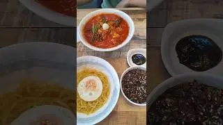 🥢Китайско-корейская кухня - блюда Чаджамён (лапша) и Джампонг (острый суп с лапшой и морепродуктами)