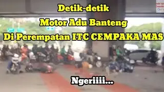 Detik-detik Motor Adu Banteng Di Perempatan ITC Cempaka Mas Jakarta Pusat