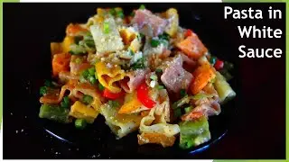 PASTA IN WHITE SAUCE(LITE)|WHITE SAUCE PASTA| TRICOLOR PASTA IN WHITE SAUCE (NO CHEESE)