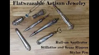 Roll-on dispenser, Stillettos, Seam Rippers & Stylus Pens.  Flatwearable Artisan Jewelry