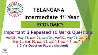 Telangana TG Inter 1st year Economics questions asked in 8 years Important and Repeated questions TS