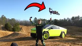 Jumping over STEPHEN SHARER'S CYBERTRUCK !!