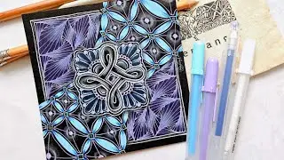 Zentangle Drawing Tutorial: A Calming Black Tile