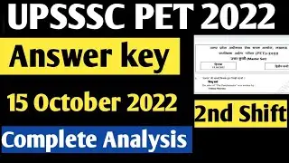 UPSSSC PET 2022 // Answer key // 15 october 2022 2nd shift/// Complete analysis@RojgarwithAnkit