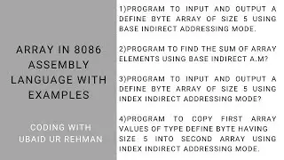 Base indirect Addressing Mode | Index indirect Addressing mode in 8086 Assembly Language