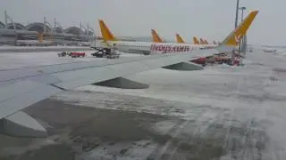Pegasus Airlines A320NEO Landing At Snowy Istanbul Sabiha Gökçen Airport