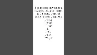 If your score of statistics test is converted to z​ score, which of these z scores would you​ prefer