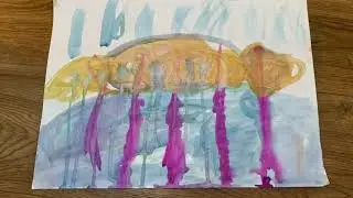Sara experimenting with watercolor paint. Painted rainfall and corals 🧑‍🎨