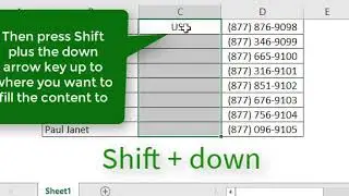 Excel Keyboard Shotcut for AutoFill Copy Cell Down