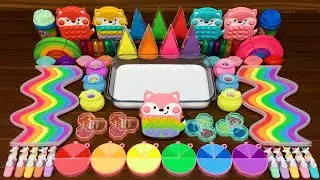 RAINBOW SLIME ! Mixing random into GLOSSY SLIME ! Relaxing Slime Video 