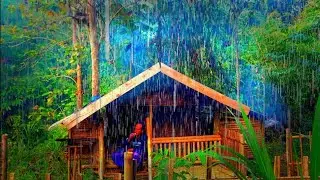 TRAPPED IN HEAVY RAIN AT THE COTTAGE FROM MORNING TO AFTERNOON@AgusBushcraft