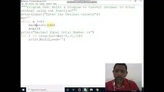 Write a Program to Convert Decimal to Octal without using oct function