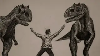 Drawing Owen Vs. Carnotaurus and Allosaurus from Jurassic World Dominion
