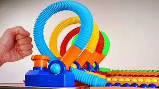 Pop Tube Marble Run Race ASMR # 12 ☆ 360° ☆ Creative Healing Sound Simple Machine DIY Build
