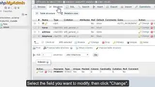 Modifying Fields in Database Tables with phpMyAdmin