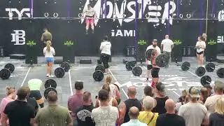 monster games crossfit competition 2024 Kegan and Taylor sqaut clean/ muscle up/ hspu