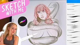 Sketch with me in Procreate from a photo♡my process +chill with me