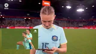 Clare Hunt reacts to her first goal for Australia 🇦🇺