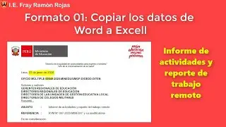 Copiar los datos del formato01 de Word a Excel