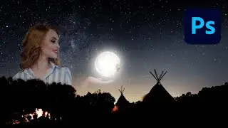 Эффект  лунная ночь в фотошопе. Уроки фотошопа. Photoshop tutorial.