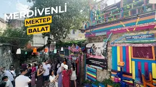 Balat Merdivenli School | Colorful Stairs | Fig Tree | Colorful Houses | 4K Ultra HD 60 FPS