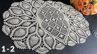 Crocheted oval doily, Marcela, 1-2