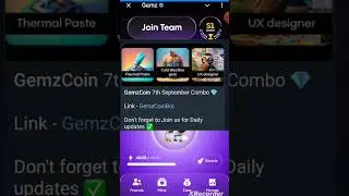 #7th/8th  September 2024, #Gemz Daily combo Cards,  Gemz Coin Daily Combo, Get 5M free coins, token.