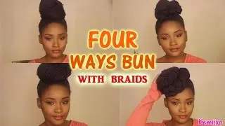 4 WAYS HAIR BUN STYLES with senegalese/rope twists braids | Kemiixo