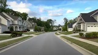 Evening Drive Through Neighborhoods, North Carolina, USA | Driving Sounds for Sleep and Study