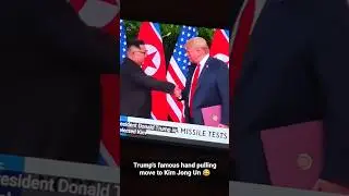 Trump pulls Kim Jong Un's hand to himself. That famous move 😂 #Trump #kimjongun #funny