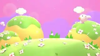 Flowers And Birds In Cartoon Land - Free Cartoon Background Loop