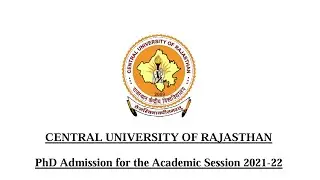 CU Rajasthan PhD Admission 2021 | Central University of Rajasthan ADMISSION 2021