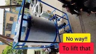 The difficulty of the crane to lift this machine
