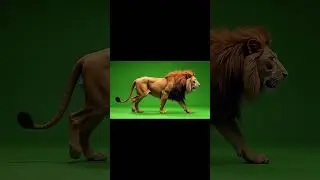 Realistic Lion Walking from left to right Green Screen Effect 