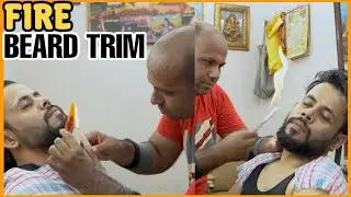 ASMR Fire Head Massage and Beard Trimming by REIKI MASTER💈