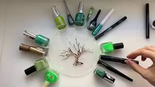 Makeup mixing into clear slime ! Drawing trees 🌳 Satisfying slime video