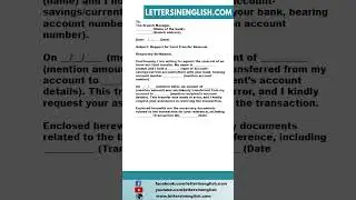 Request Letter to Bank for Fund Transfer Reversal - Letter for Reversal of Incorrect Fund Transfer