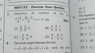 Line and Plane MHT-CET Maths PYQ with basics 