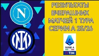 РЕЗУЛЬТАТЫ ВЧЕРАШНИХ МАТЧЕЙ 1 ТУРА СЕРИИ А 25/26