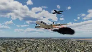 Two Planes Landnig at Same Time Airbus A380 Boeing 747