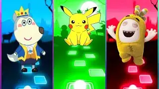 Wolfoo vs Pikachu vs Oddbods Bubbles   Tiles Hop EDM Rush