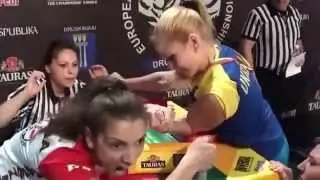 Angry Screaming Arm Wrestling Girl