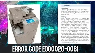 How To Fix Error E000020-00081 in Canon Adv C5235 C5240 C5250 C5030#canoncopier