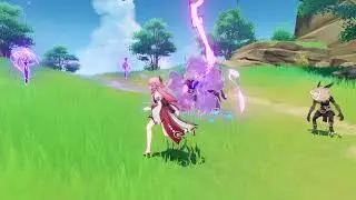 Yae Miko Skill vs Hilichurls Gameplay Showcase - Genshin Impact 2.5 YaeMiko Combat