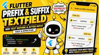 FLUTTER ANDROID -  TEXT FIELD PREFIX & SUFFIX TEXT || LIKE MR., $, .COM ||TUTORIAL