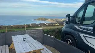Arriving at Ayr campsite St Ives in our new Swift escape 640 