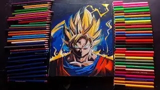 How to draw SSJ2 Goku 🔥with colour pencil / from Dragon ball Z /step by step/Tutorial/ For Beginners