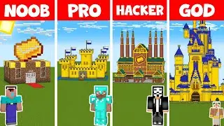 Minecraft NOOB vs PRO vs HACKER vs GOD - GOLDEN HOUSE BUILD CHALLENGE