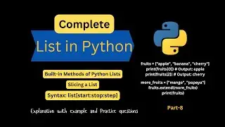 List in Python Complete Guide (Index, Slice, Methods) | Python for Beginners | Python Program Hindi