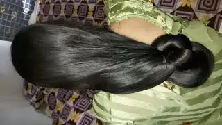 Beautiful Women Long Hair Big loose Bun kissing & Smelling by man Silky hairplay @LonghairQueen99